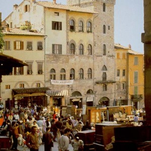 The central square of the city of Arezzo, birthplace of Francesco Petrarca.