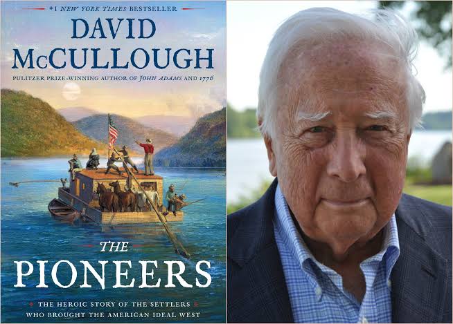 Book cover on left, headshot of David McCullough on right
